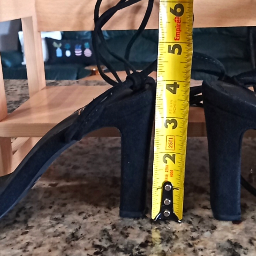 Lulus XYLIA Black Velvet Lace-Up Heels. Size 6 1/2. Very Good Cond. Really Cute! - Picture 13 of 15